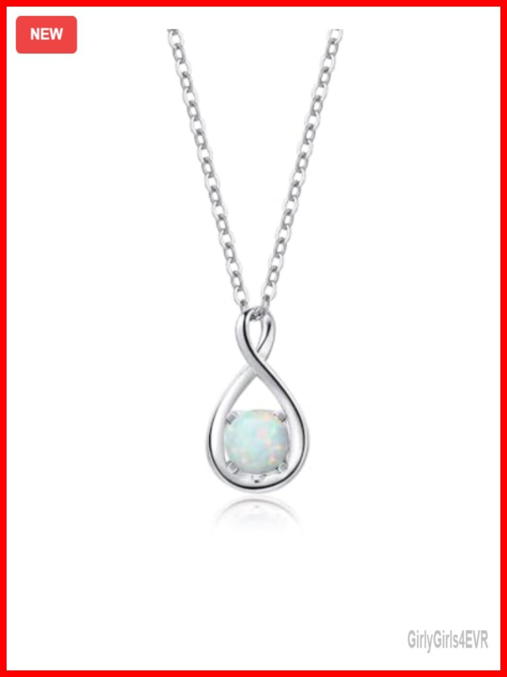 14K White Gold Infinity Birthstone Pendant Necklace with Sterling Silver Chain